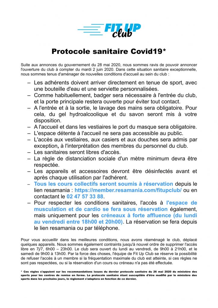 Protocole Sanitaire Covid19